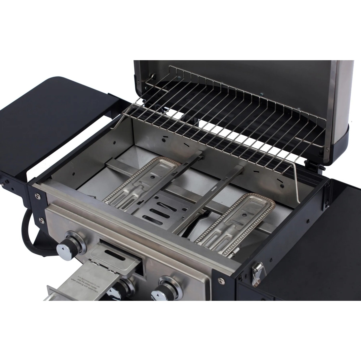 El Fuego Tischgasgrill Smoker Medison, 2 Brenner, silberfarben, mit Grill- und Warmhalterost.