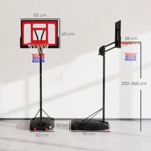 AIYAPLAY Kinder Basketballkorb, rot, höhenverstellbar (200-260cm), mit robustem Standfuß.