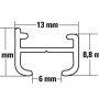 Querschnitt der Gardinia Aluminiumschiene (weiß, 180 cm) mit Maßangaben.