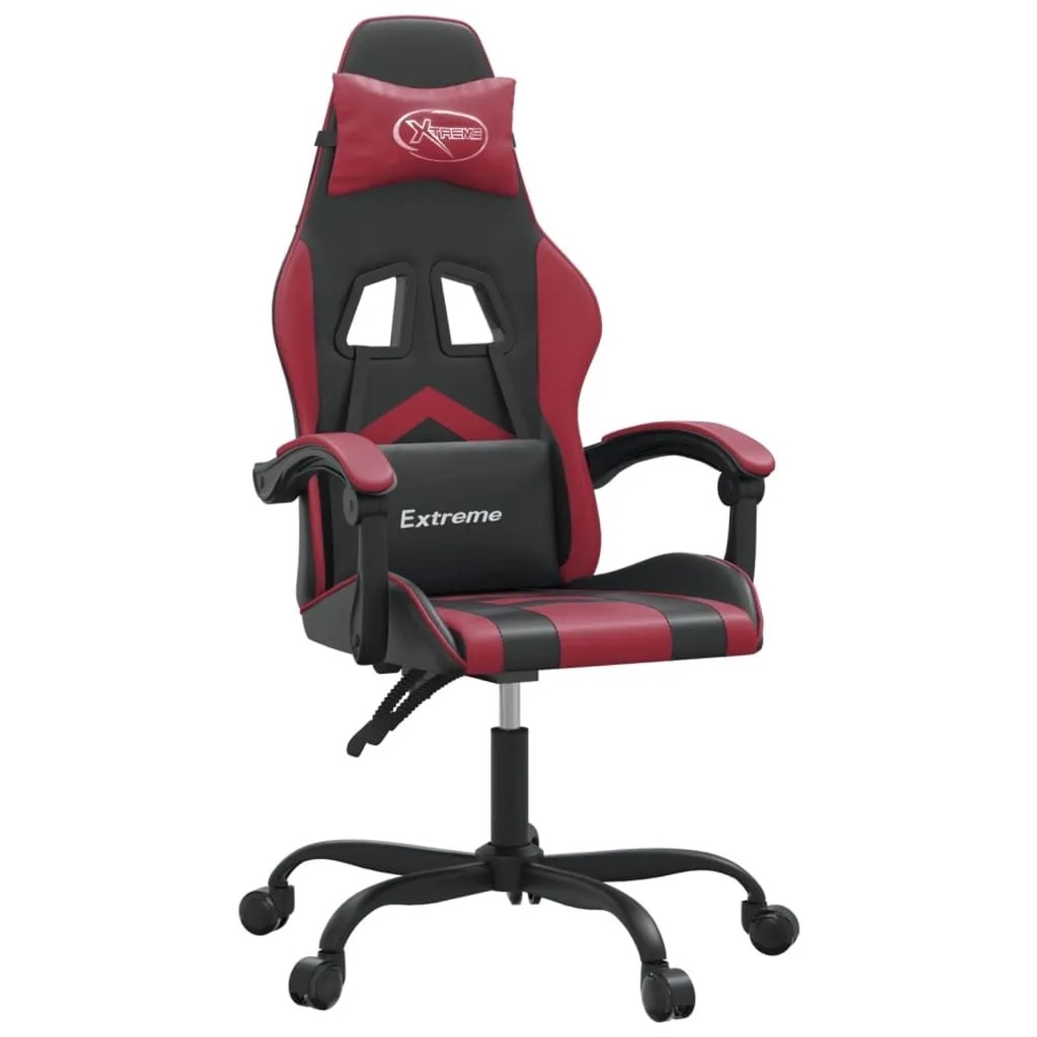 vidaXL Gaming-Stuhl Drehbar Schwarz und Weinrot Kunstleder 349598