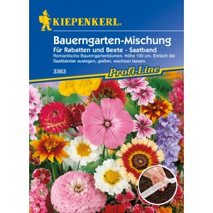 Bauerngarten für Rabatte: Saatband mit bunter Blumenmischung für Beet und Garten.