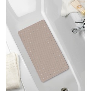 Rechteckige Wenko Wanneneinlage Mirasol, 69x39 cm, taupe, mit Noppen in Badewanne.