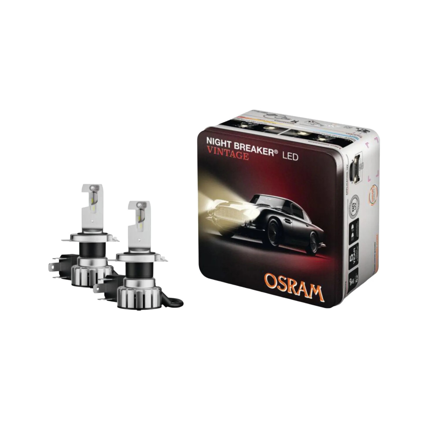 Osram LED-Scheinwerferlampe Night Breaker Vintage H4 (2 Stk.) mit Verpackung.