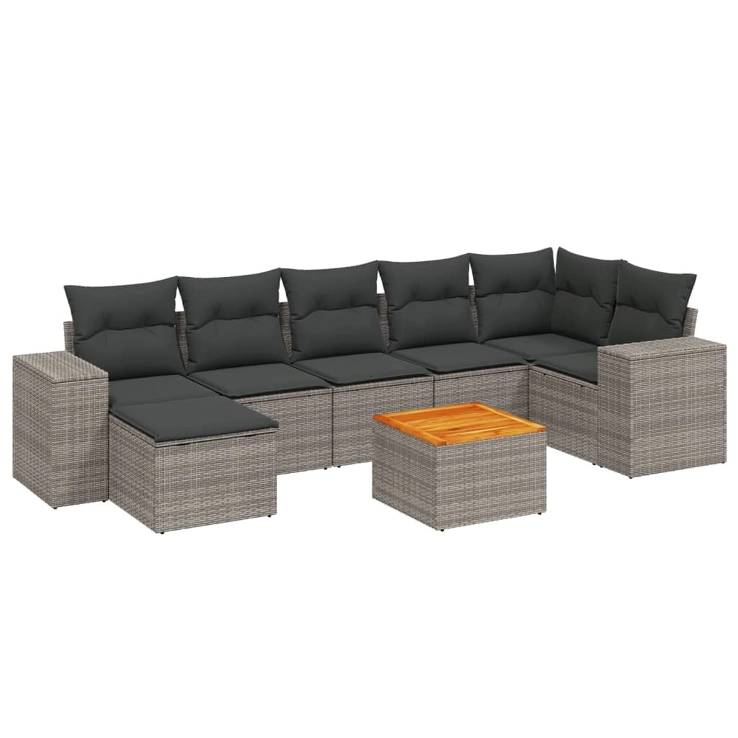 vidaXL 8-tlg Garten-Sofagarnitur mit Kissen Grau Poly Rattan Modell 81 günstig online kaufen