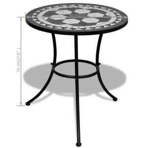 Schwarzer vidaXL Bistrotisch mit Mosaikmuster, 60 cm Durchmesser, ideal für Balkon und Garten.