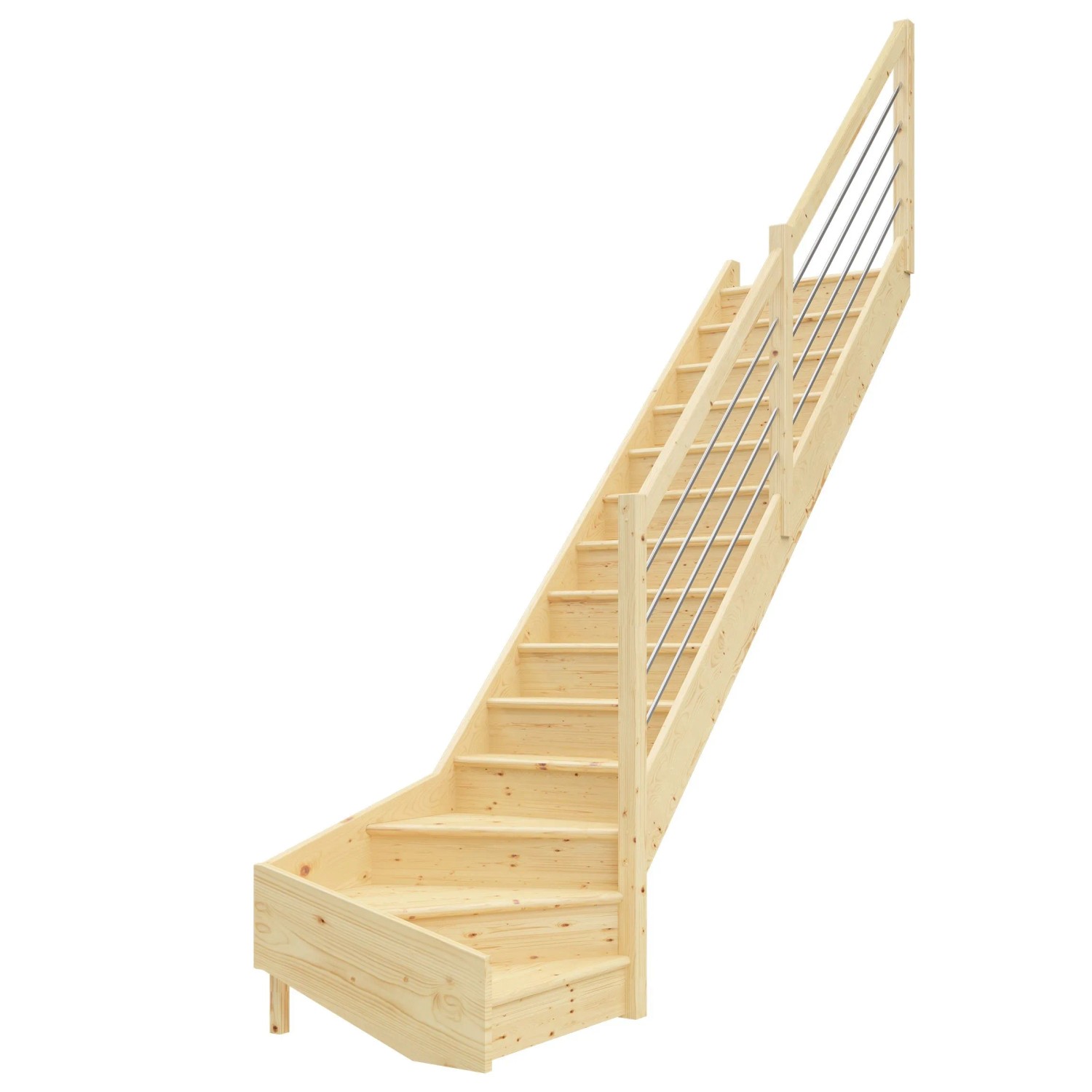 Dolle Raumspartreppe Paris 1/4-gew. Rechts Setzstufen Fichte roh E-Geländer günstig online kaufen