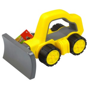 Gelbes BIG Räumfahrzeug Power Worker Griffy mit Räumschild und Griff, 14x20x13cm.