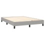 Helles Boxspringbett 140x200 cm, Stoffbezug, ohne Matratze.