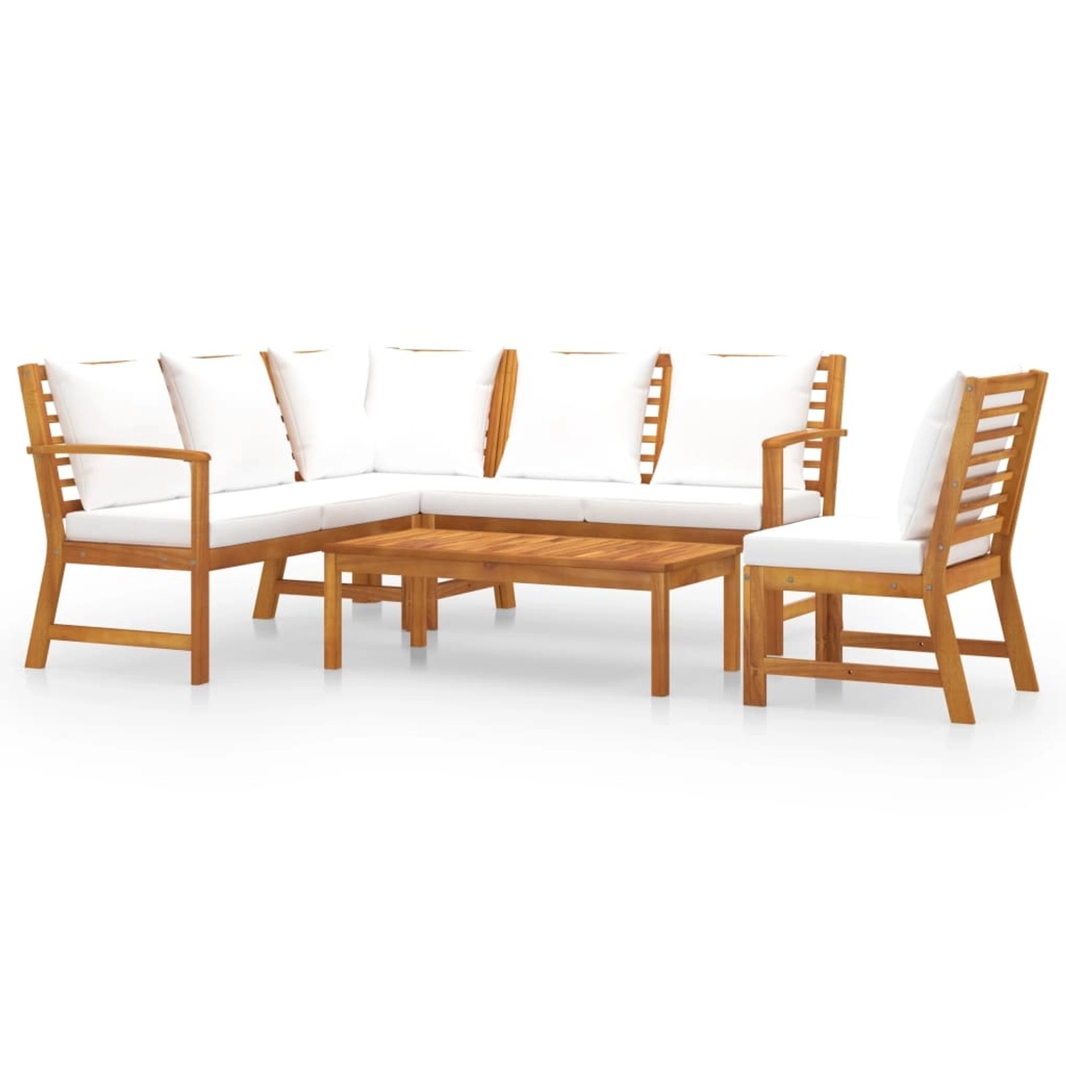 vidaXL 5-tlg Garten-Lounge-Set mit Auflagen Creme Massivholz Akazie Modell 4