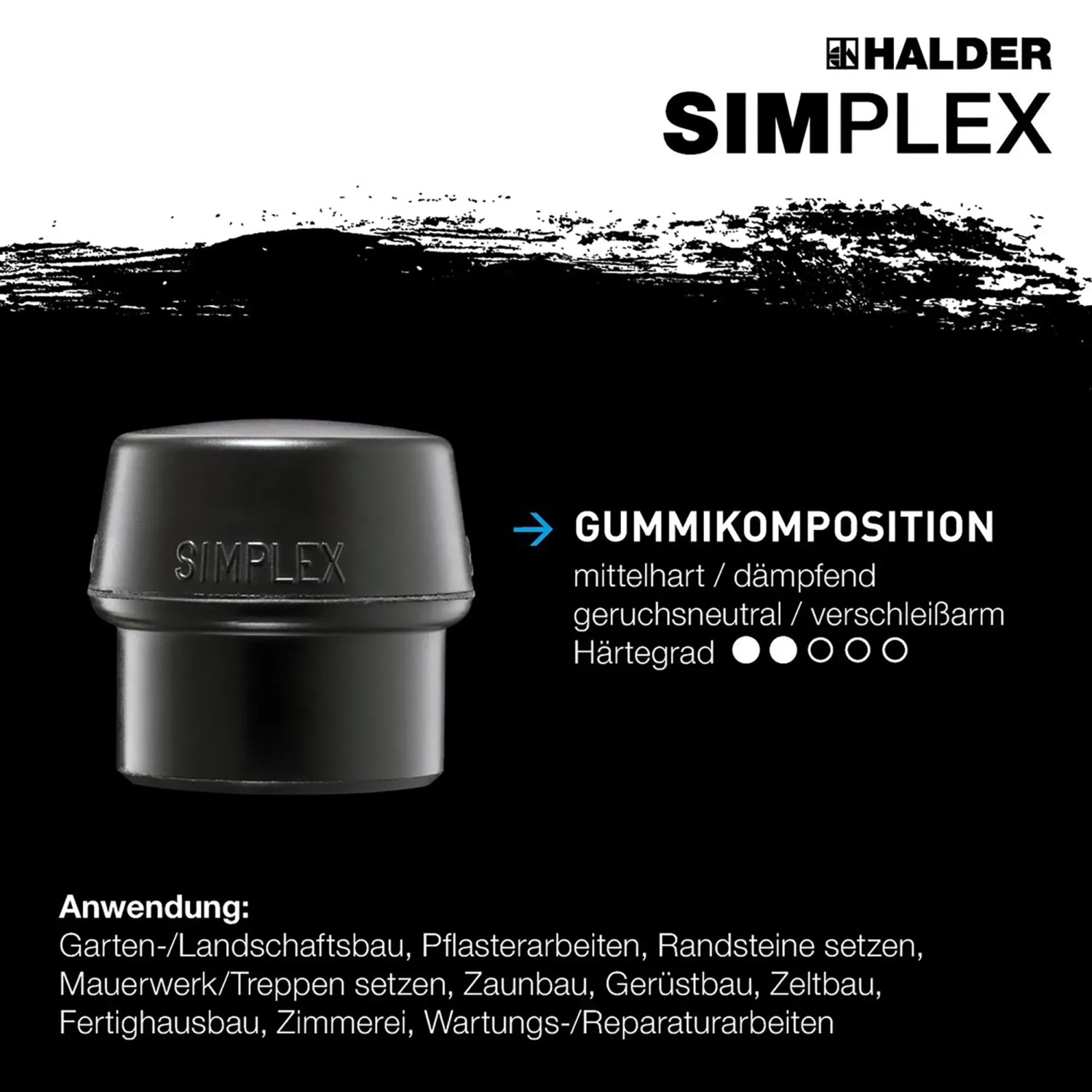 Halder Simplex Gummi-Einsatz, mittelhart, für Schonhammer D 80 mm