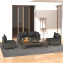Graues 4-tlg. vidaXL Garten Lounge Set mit Kissen aus Polyrattan auf Terrasse.