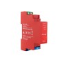 Rotes Shelly Pro 1PM Relaismodul zur Hausautomation mit LAN, WLAN und Bluetooth.