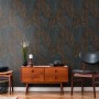 A.S. Création Vliestapete Dschungel, schwarz-orange, mit Blätter-Motiv im Wohnraum.