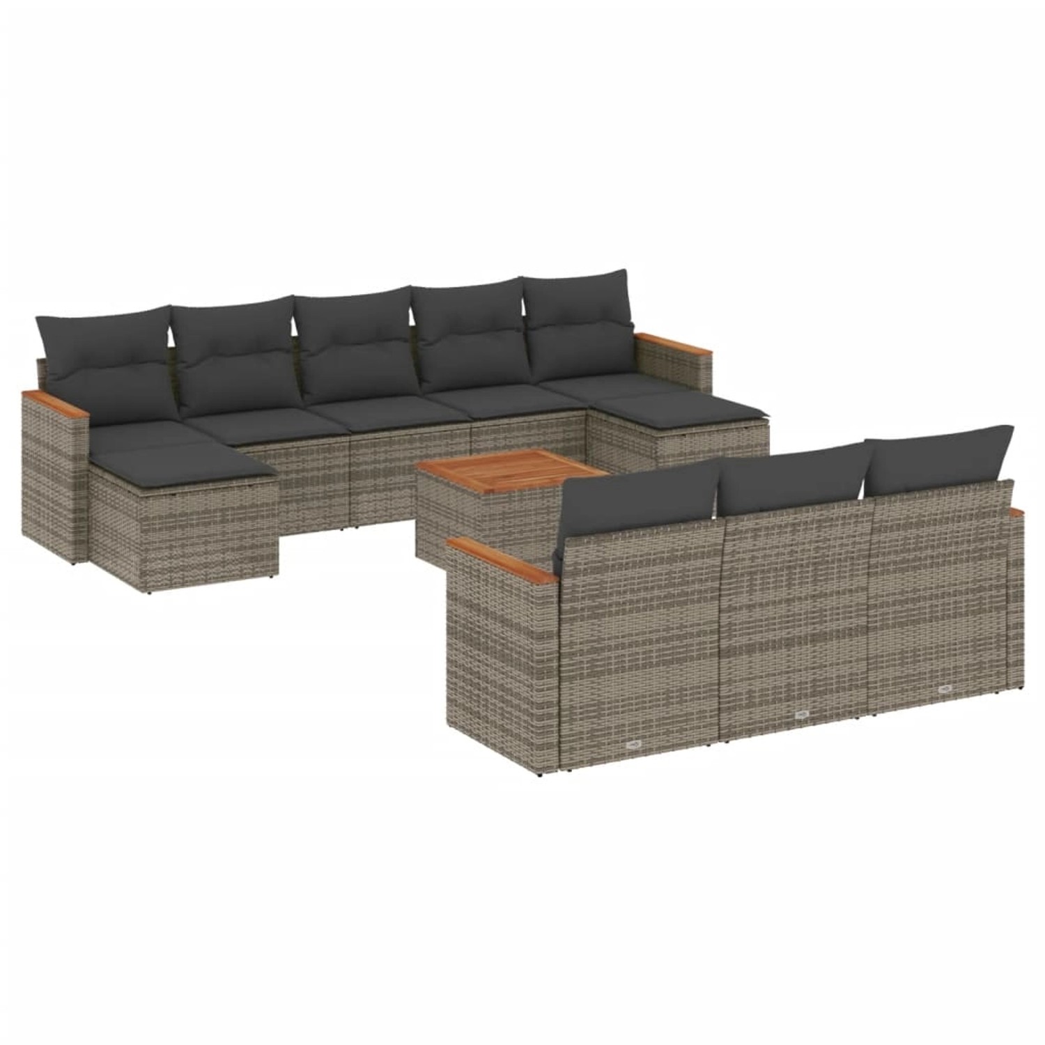 vidaXL 11-Tlg Garten-Sofagarnitur mit Kissen Grau Poly Rattan 3226424 günstig online kaufen