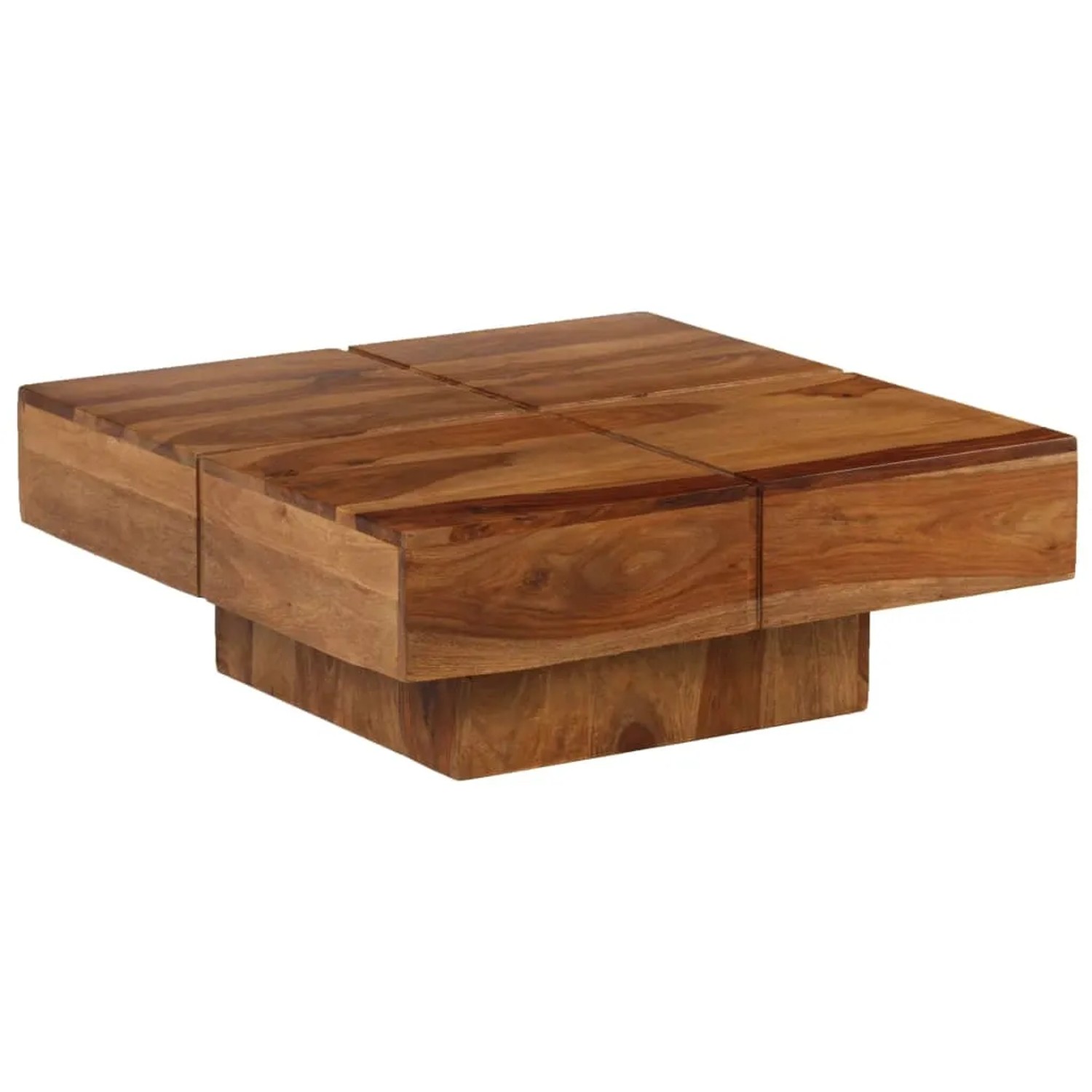 Quadratischer vidaXL Couchtisch aus Akazienholz, 80x80x30 cm, für das Wohnzimmer.