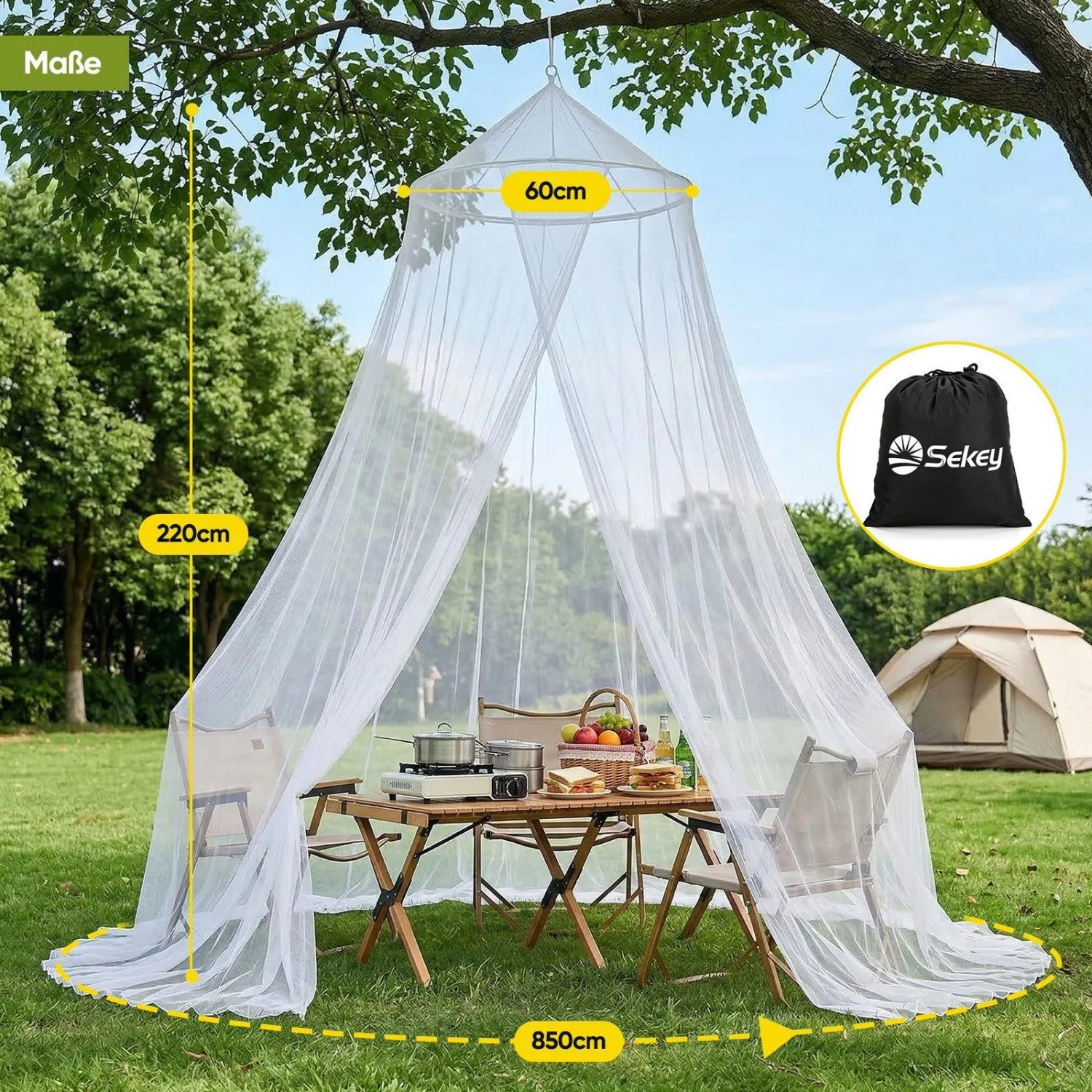Sekey Moskitonetz Bett Insektenschutz für Einzel- und Doppelbett Fliegennetz 60x220x850cm Einzel Baldachin für Schlafzimmer Reise und Kinderzimmer_7