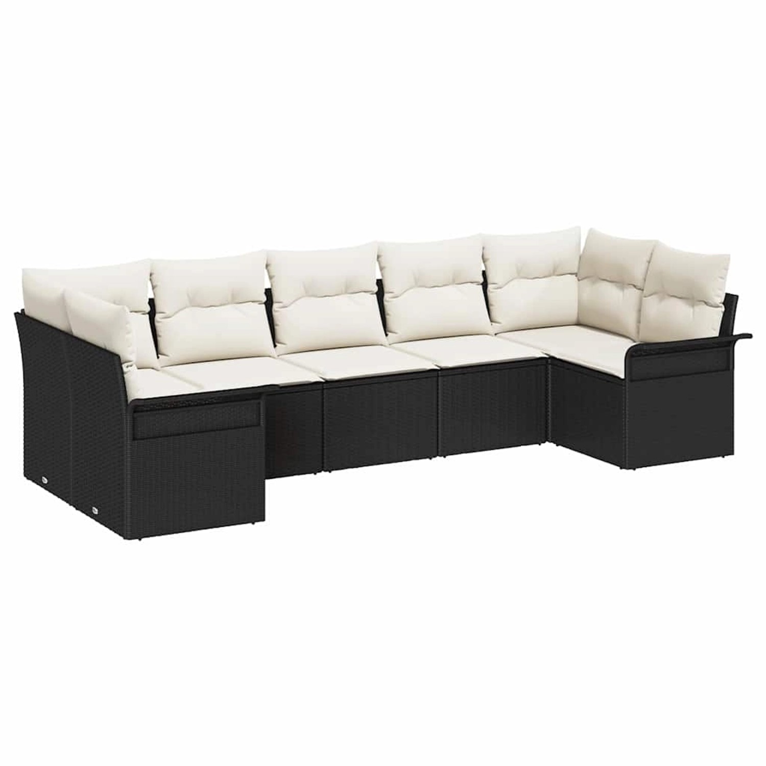 vidaXL Garten-Sofa-Set mit Kissen 7-Tlg Schwarz Poly Rattan 3345507 günstig online kaufen