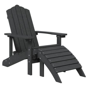 vidaXL Adirondack-Gartenstuhl mit Fußteil HDPE Anthrazit 318646
