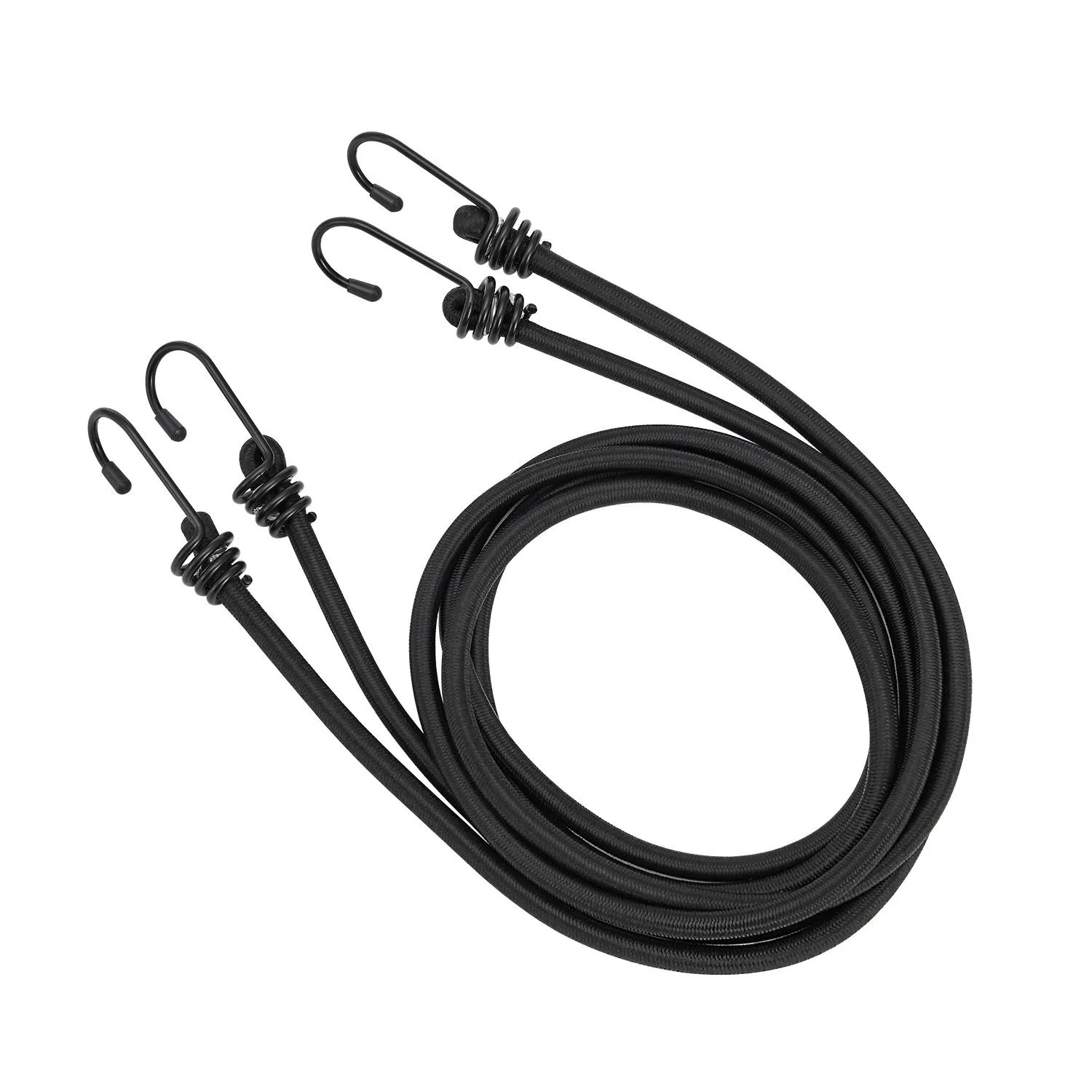 Zwei schwarze Expanderseile mit Haken für Juskys Treppensackkarre.