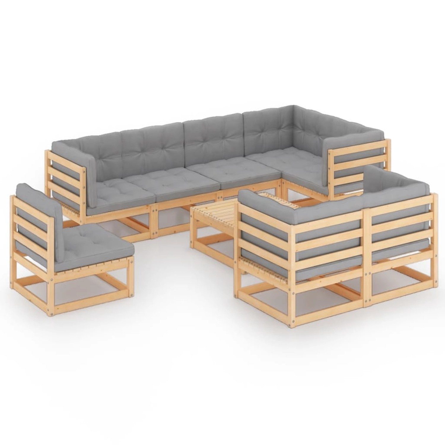 9-tlg. Garten-lounge-set Mit Kissen Kiefer Massivholz günstig online kaufen