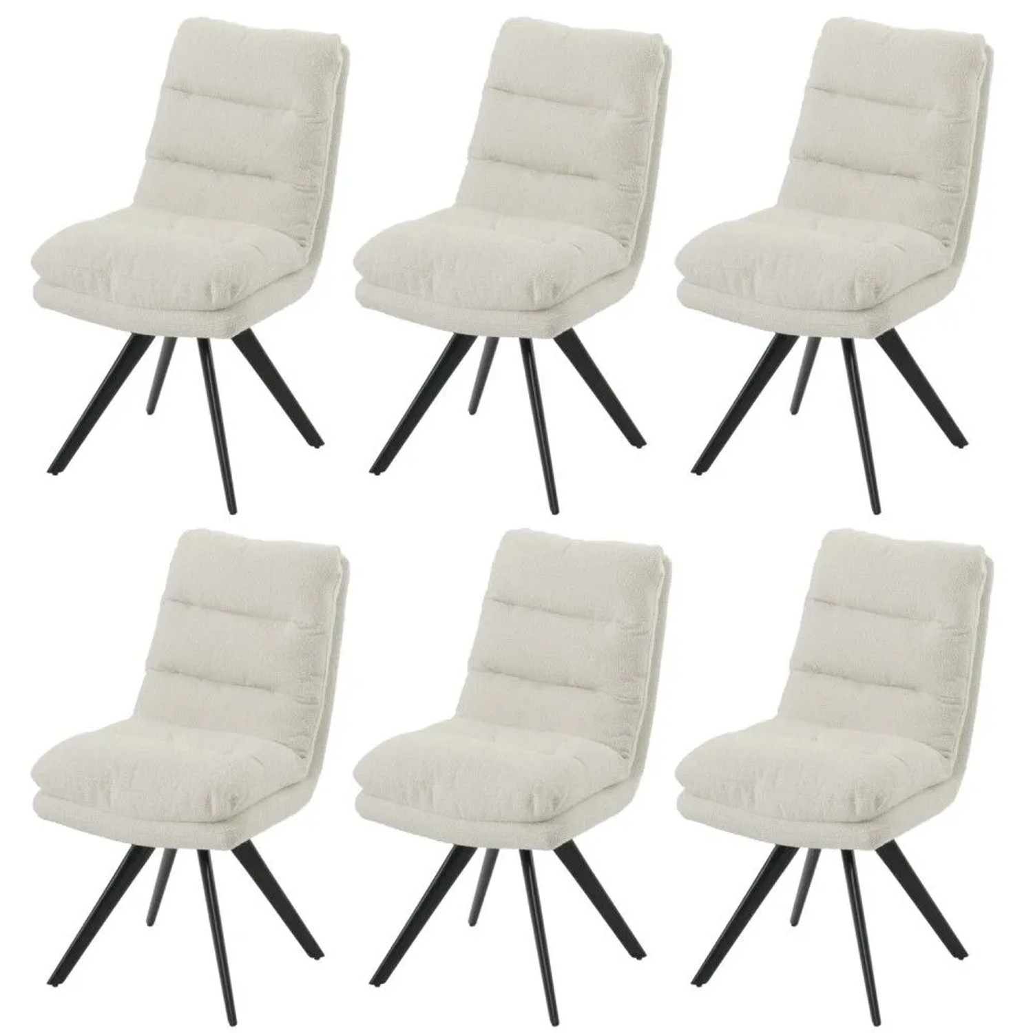 MCW Esszimmerstuhl G66 Boucle 6er-Set Cremeweiß