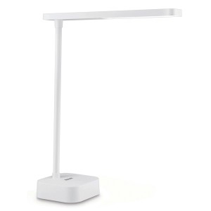 Weiße Philips LED-Tischleuchte Tilpa mit Akku für Schreibtisch oder Nachttisch.