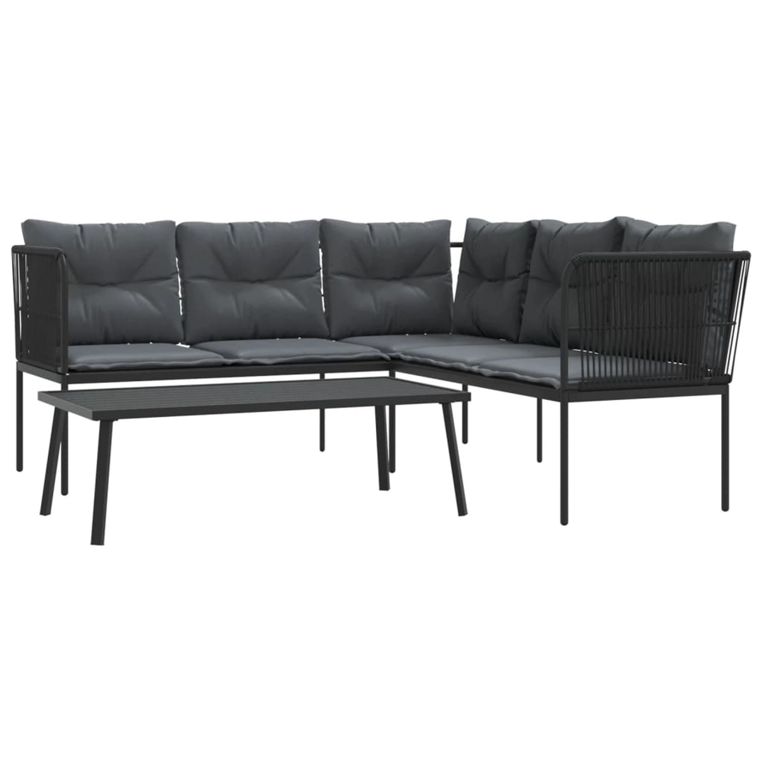 vidaXL Garten-Sofagarnitur mit Kissen Schwarz Stahl und Textilene 3283745 günstig online kaufen
