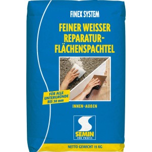 Sack Feiner Weißer Reparaturspachtel, 15kg, für Innen & Außen. Putz zum Reparieren von Flächen.