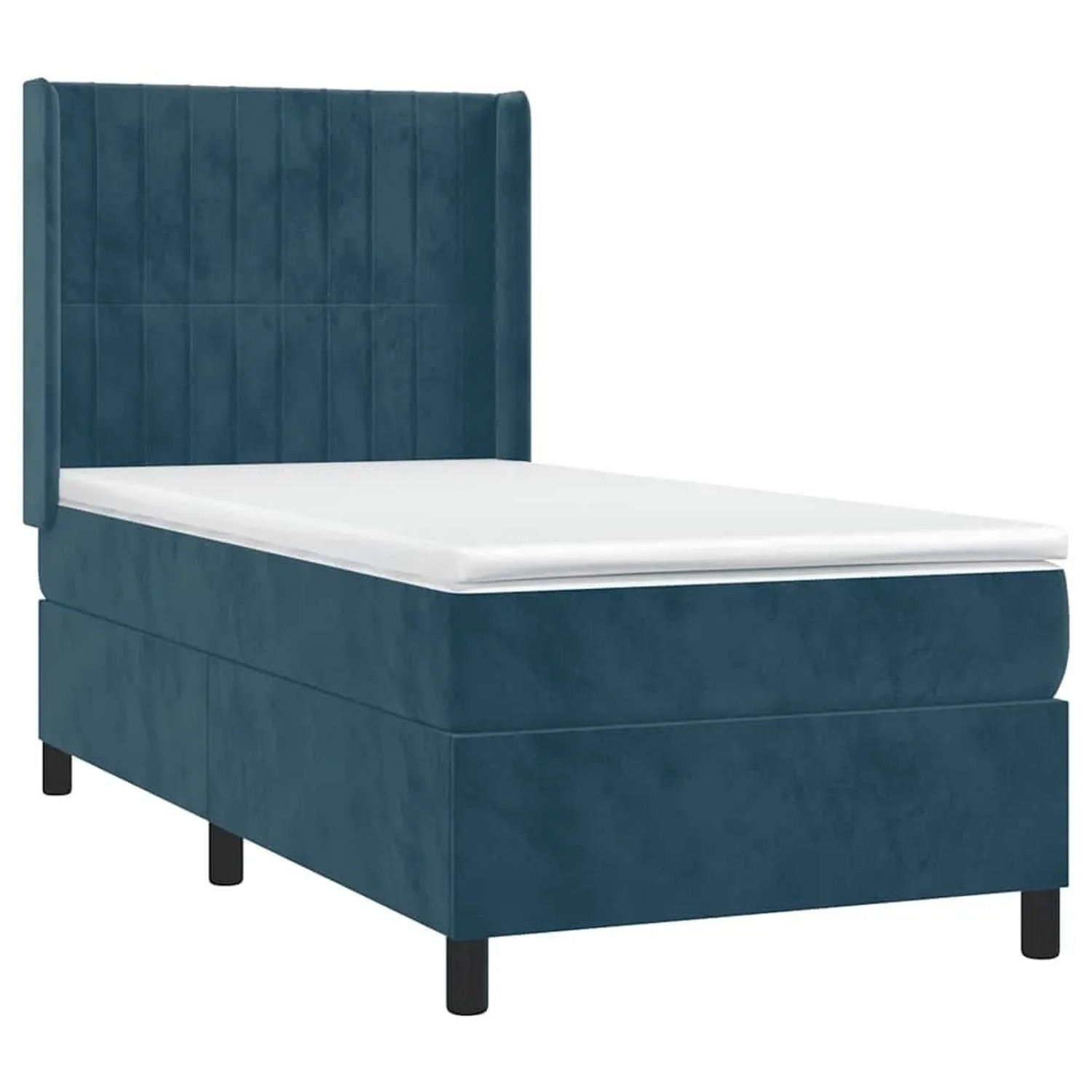vidaXL Boxspringbett mit Matratze & LED Dunkelblau 100x200 cm Samt 3139671