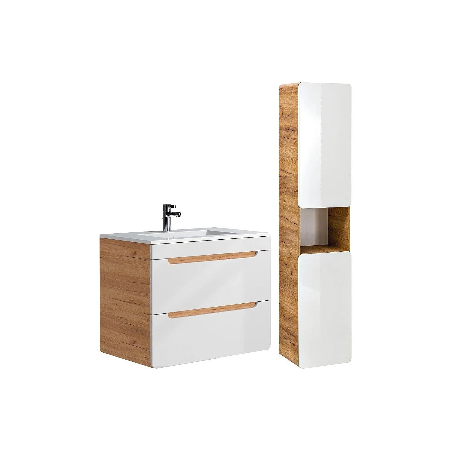 Vente-unique Badmöbel-Set Aruba Naturfarben Hell  Weiß 80 cm