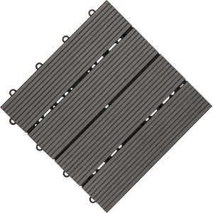 Florco Klickfliese WPC anthrazit, 30x30 cm. Holzfliese mit Kunststoffanteil für Terrasse und Balkon.