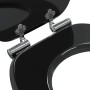 Schwarzer vidaXL WC-Sitz mit Soft-Close-Funktion und MDF-Platte, Detailansicht.