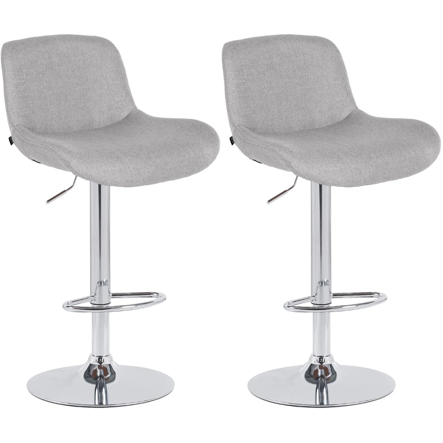 DELUKE 2er Set Barhocker PONOR Stoff Hellgrau 50x50x85cm Silber Barstuhl Höhenverstellbar Mit Lehne Drehbar Tresenhocker Tresenstuhl