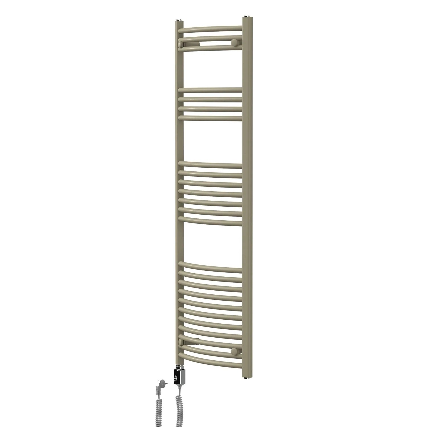 LuxeBath Handtuchheizkörper Elektrisch 600W 500 x 1500 mm Beige Badheizkörper Gebogen mit Seitenanschluss