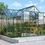 Vitavia Gewächshaus Sirius Smaragd 13 m² mit Fundament, bepflanzt. Ideal für den Garten.