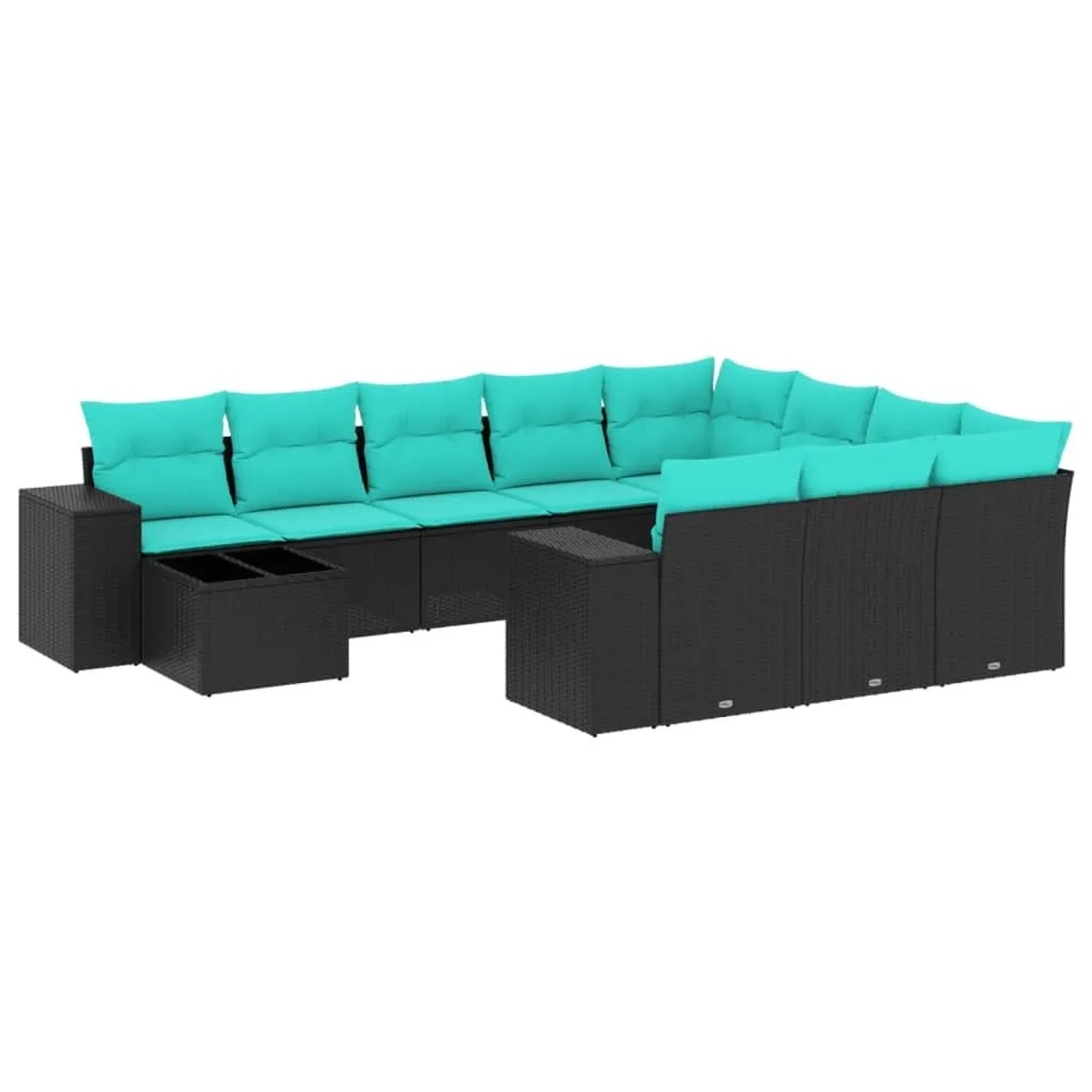 vidaXL 11-Tlg Gartensofa-Set mit Kissen Schwarz Polyrattan 3223126 günstig online kaufen