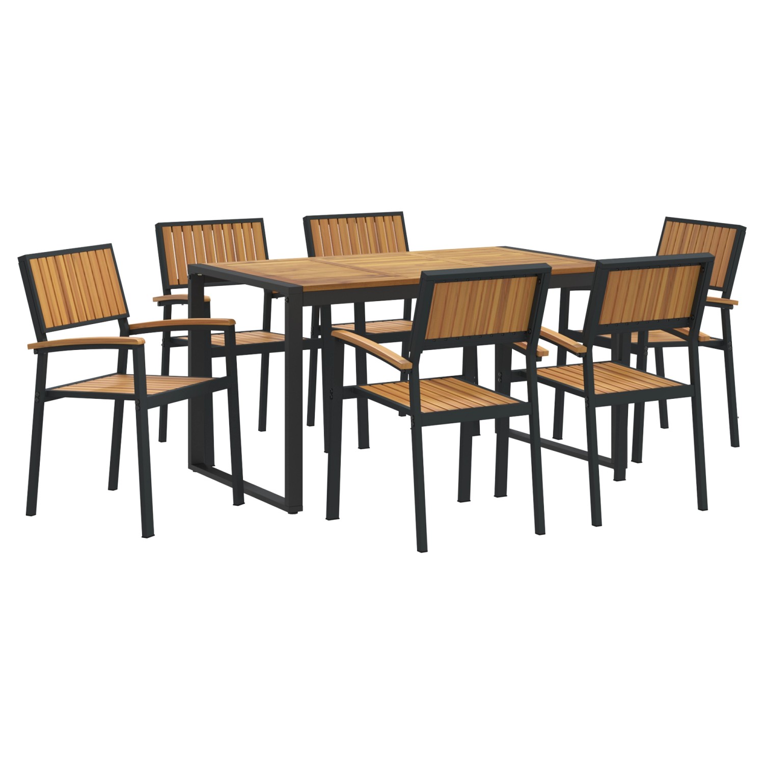 vidaXL 7-Teilige Gartenset Massivholz Akazie und Metall 3284384