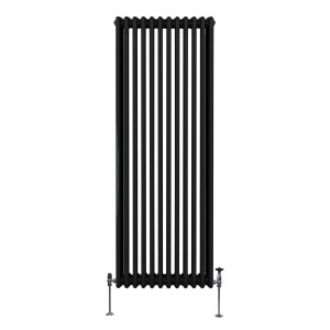 Schwarzer 3-Säulen Heizkörper, 1800x562mm, traditionelles Design für Bad und Wohnraum.