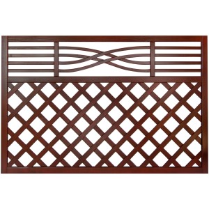 Brauner Vorgartenzaun Malaga mit Gitter, 120x180 cm, aus Kiefernholz.