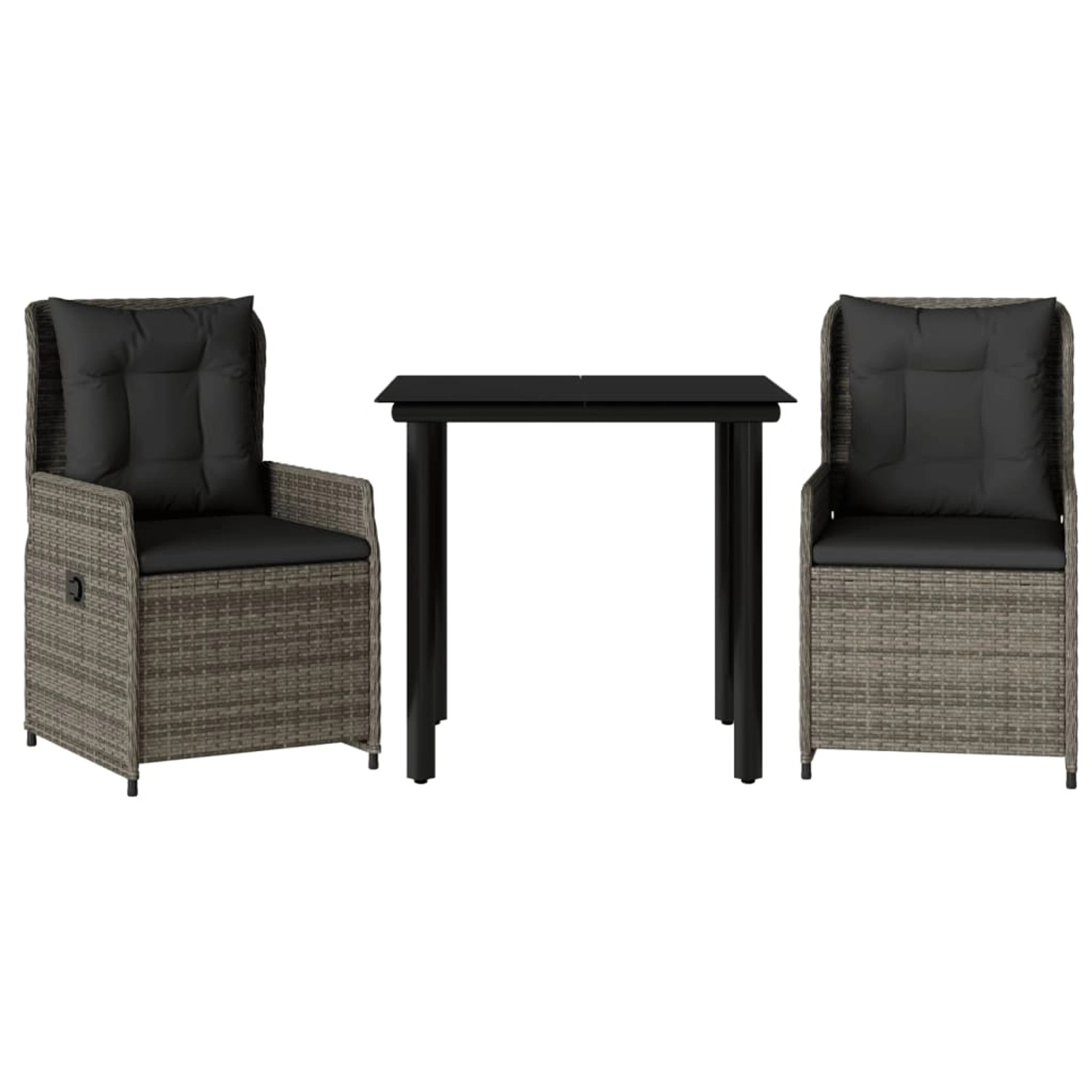 vidaXL 3-Tlg Garten-Essgruppe mit Kissen Grau Poly Rattan 3262861 günstig online kaufen