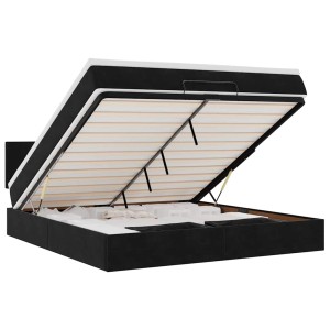 vidaXL Ottoman-Bett mit Matratze Schwarz 160x200 cm Samt 3311713