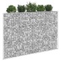 furnicato Gabionen-Hochbeet Trapez, verzinkter Stahl, 150x20x100 cm, befüllt mit Steinen und bepflanzt.