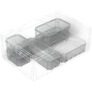 Eurobox-System Einsatzkasten 1/2 quer, transparent, für Tauro Box 60x40 cm zur Unterteilung.