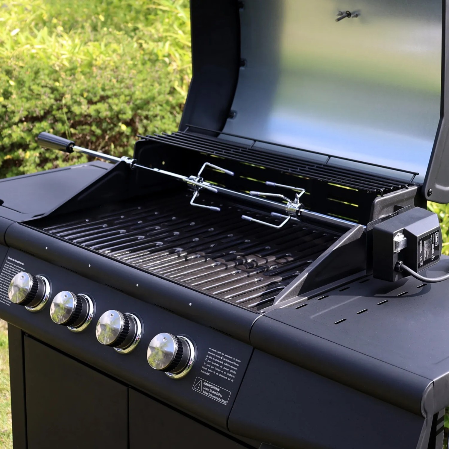 Taino Red Grillspieß Set für Gasgrill, Drehspieß mit Motor im Grill. Grillzubehör für knusprige Ergebnisse.