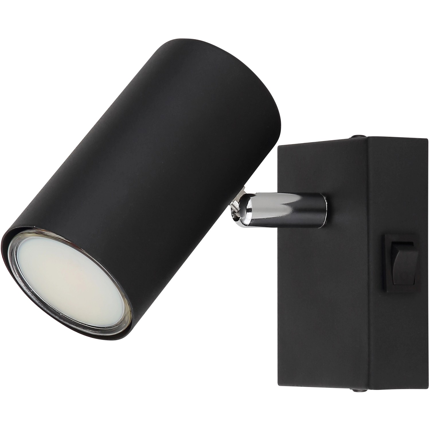 Schwarzer Globo Strahler Robby, 1-flammig, für GU10 Leuchtmittel, mit Wippschalter.