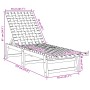 vidaXL Sonnenliege mit Tisch, rotbraun, Akazienholz, Stoff, Maße eingezeichnet.