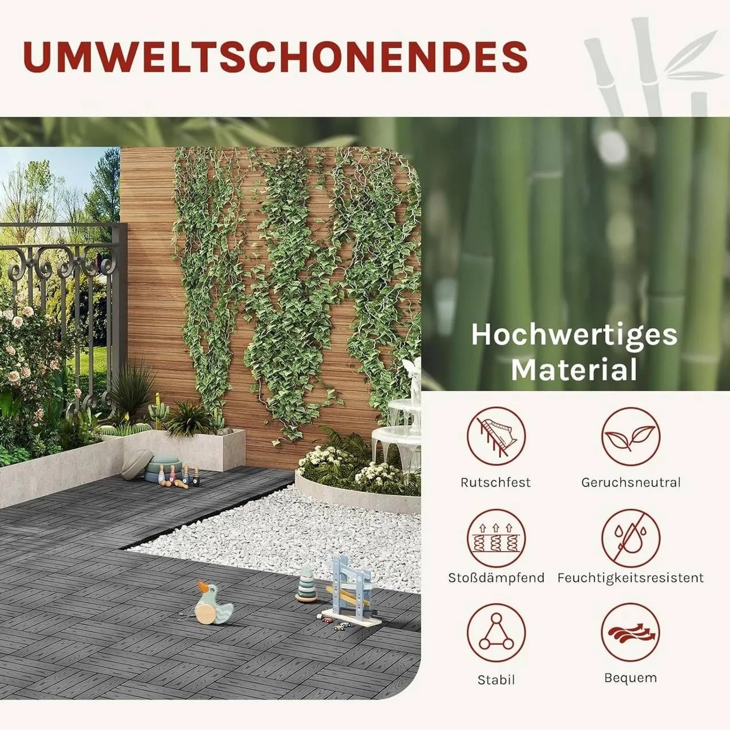 WOLTU WPC Terrassenfliesen Holzoptik 22 Stück/2 m² Grau_6