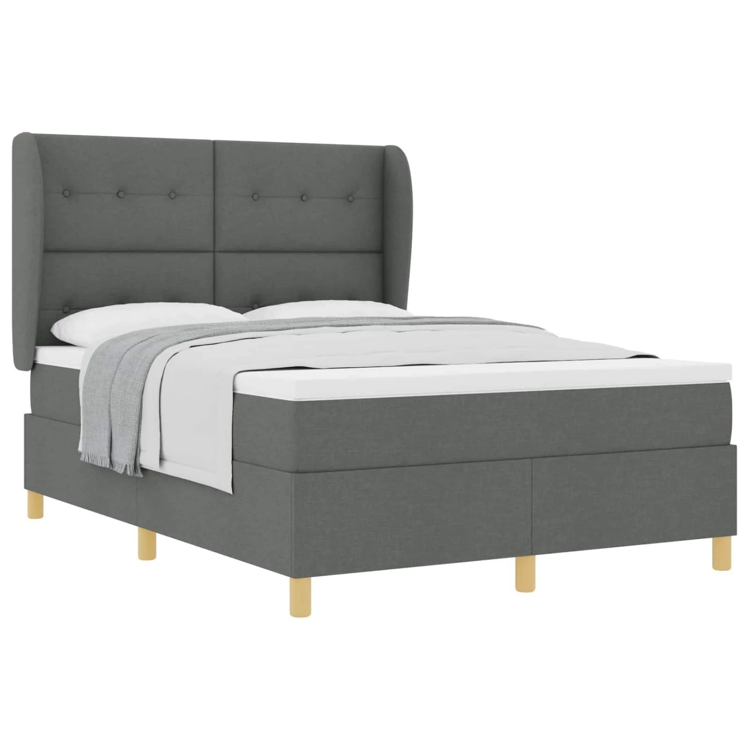 vidaXL Boxspringbett mit Matratze Dunkelgrau 90x190 cm Dunkelgrau 3340754