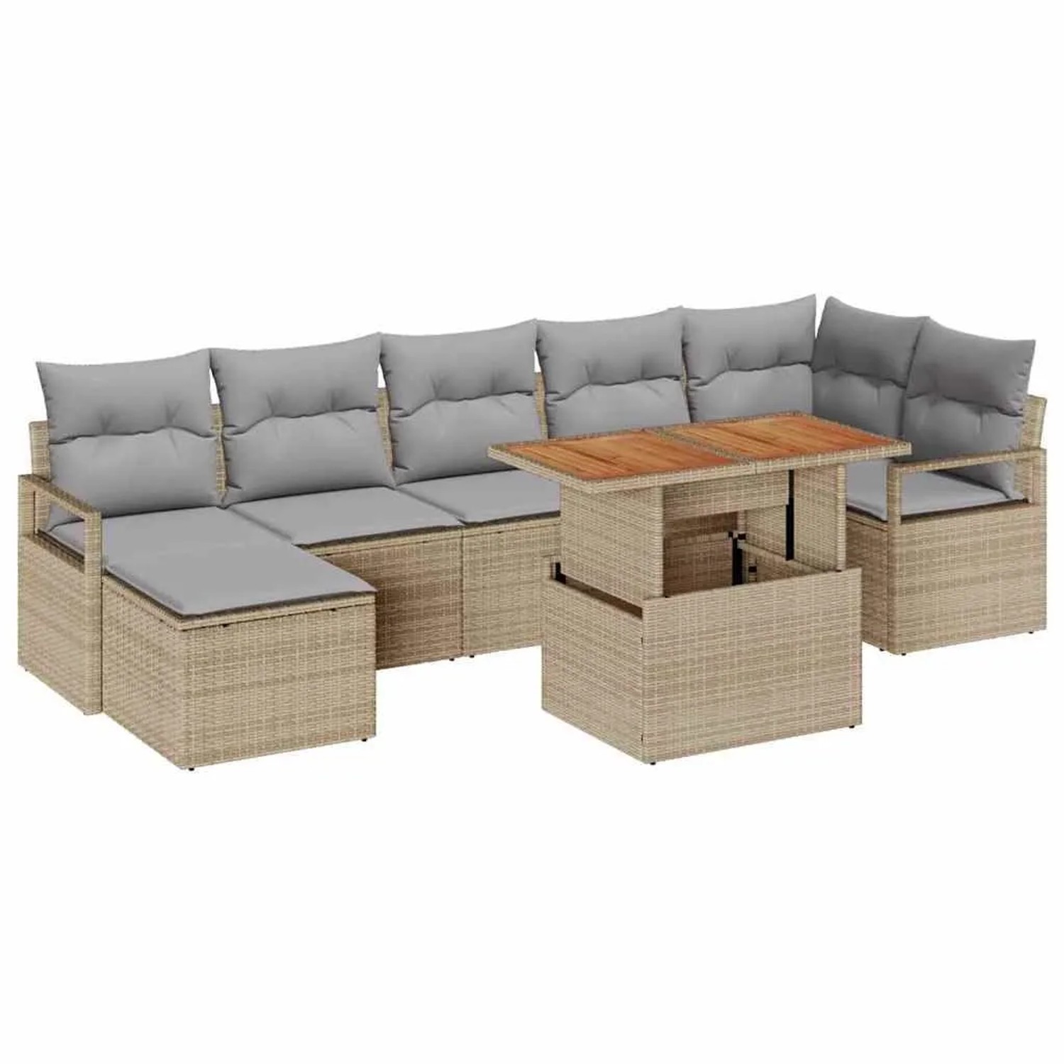 vidaXL Garten Essgruppe mit Kissen 8-Tlg Beige und Grau 3349741 günstig online kaufen