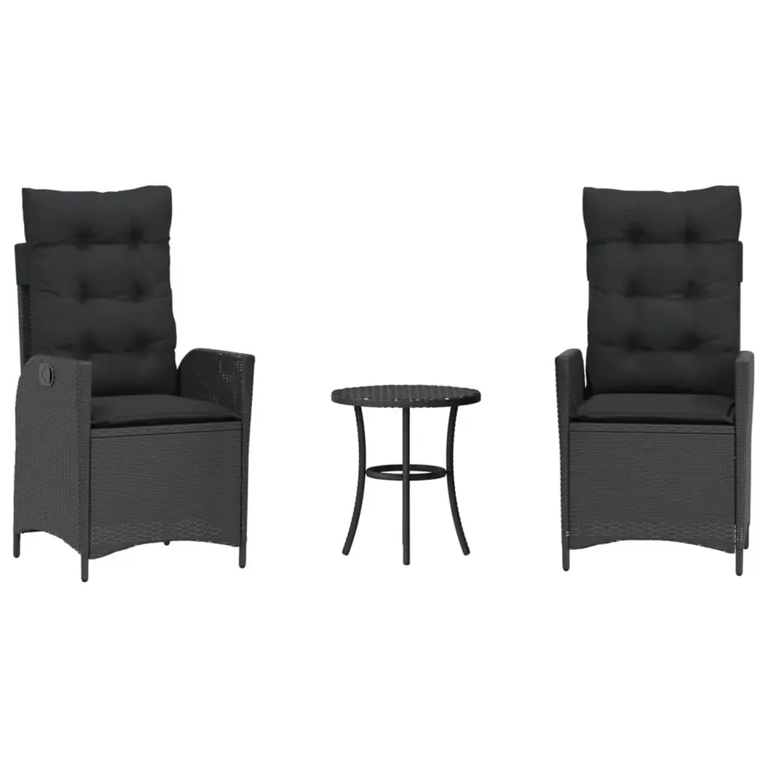 vidaXL 3-Tlg Bistro-Set mit Kissen Schwarz Poly Rattan 365273 günstig online kaufen